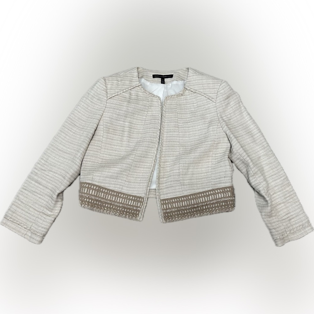 White House Black Market Beige Textured Blazer - Picture 1 of 5